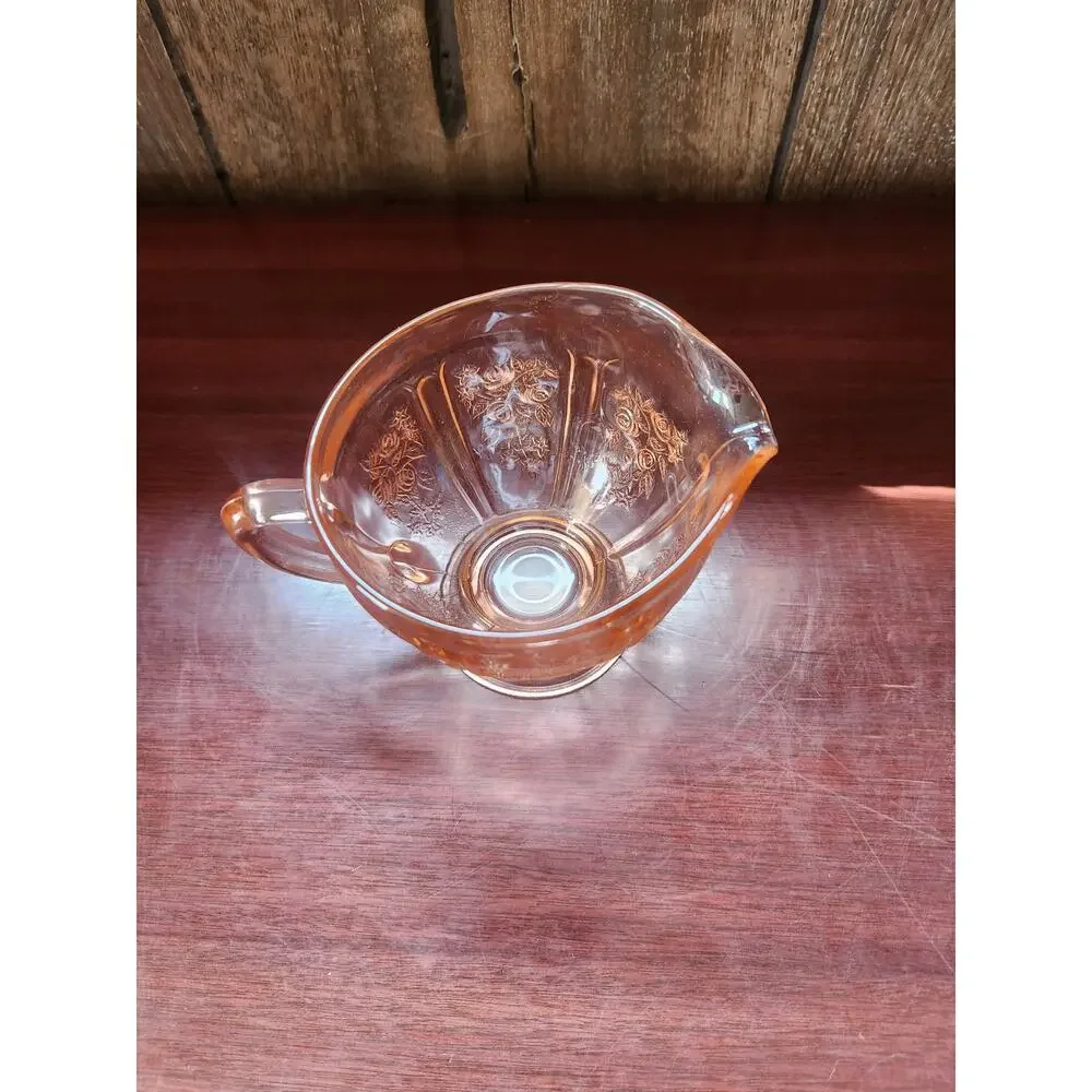Vintage Anchor Hocking Mayfair Open Rose Pink Depression Glass Creamer